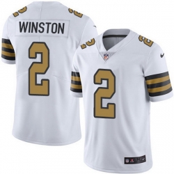 Nike Saints 2 Jameis Winston White Men Stitched NFL Limited Rush Jersey