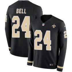 Nike Saints #24 Vonn Bell Black Team Color Men Stitched NFL Limited Therma Long Sleeve Jersey