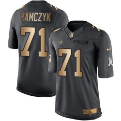 Nike Saints #71 Ryan Ramczyk Black Mens Stitched NFL Limited Gold Salute To Service Jersey