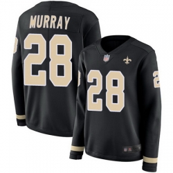 Saints 28 Latavius Murray Black Team Color Womens Stitched Football Limited Therma Long Sleeve Jerseys