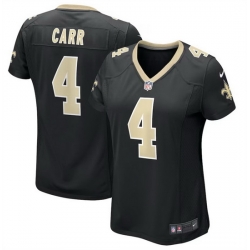 Women New Orleans Saints 4 Derek Carr Black Stitched Game Jersey  Run Small