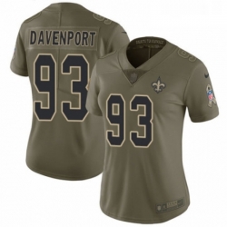 Womens Nike New Orleans Saints 93 Marcus Davenport Limited Olive 2017 Salute to Service NFL Jersey