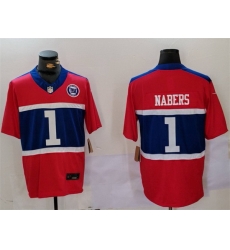 Men New York Giants 1 Malik Nabers Red 2024 F U S E  With Patch Vapor Untouchable Limited Stitched Jersey