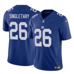 Men New York Giants 26 Devin Singletary Blue 2023 F U S E  Vapor Untouchable Limited Stitched Jersey