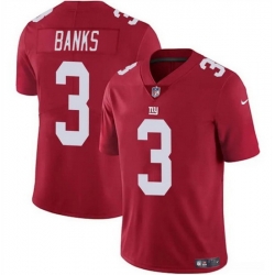 Men New York Giants 3 Deonte Banks Red 2023 F U S E  Vapor Untouchable Limited Stitched Jersey