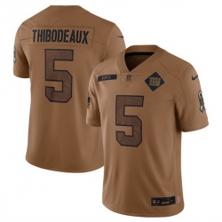 Men New York Giants 5 Kayvon Thibodeaux 2023 Brown Salute To Service Vapor Untouchable Limited Stitched Jersey