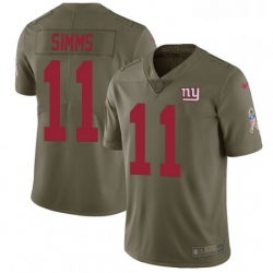 Mens Nike New York Giants 11 Phil Simms Limited Olive 2017 Salute to Service NFL Jersey