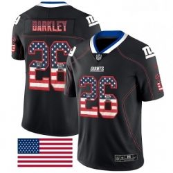 Mens Nike New York Giants 26 Saquon Barkley Limited Black Rush USA Flag NFL Jersey