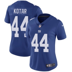 Nike Giants #44 Doug Kotar Royal Blue Team Color Womens Stitched NFL Vapor Untouchable Limited Jersey