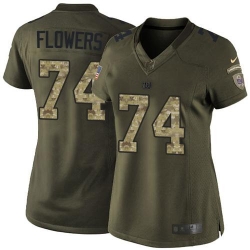 Nike Giants #74 Ereck Flowers Green Women's Stitched NFL Limited Salute to Service Jersey