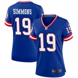 Women New York Giants 19 Isaiah Simmons Royal Classic Retired Player Stitched Jersey  Run Small