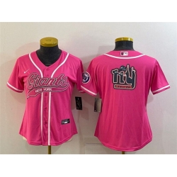 Women New York Giants Pink Team Big Logo With Patch Cool Base Stitched Baseball