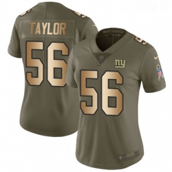 Womens Nike New York Giants 56 Lawrence Taylor Limited OliveGold 2017 Salute to Service NFL Jersey