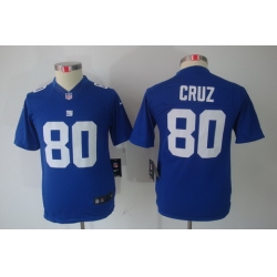 Nike Youth New York Giants #80 Cruz Blue Limited Jerseys