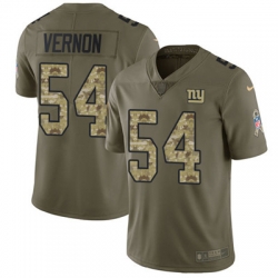 Youth Nike Giants #54 Olivier Vernon Olive Camo Stitched NFL Limited 2017 Salute to Service Jersey