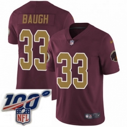 Mens Nike Washington Redskins 33 Sammy Baugh Burgundy RedGold Number Alternate 80TH Anniversary Vapor Untouchable Limited Stitched 100th anniversary Neck P