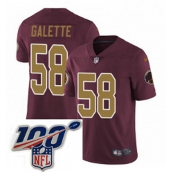 Mens Nike Washington Redskins 58 Junior Galette Burgundy RedGold Number Alternate 80TH Anniversary Vapor Untouchable Limited Stitched 100th anniversary Nec