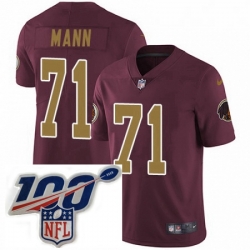 Mens Nike Washington Redskins 71 Charles Mann Burgundy RedGold Number Alternate 80TH Anniversary Vapor Untouchable Limited Stitched 100th anniversary Neck 