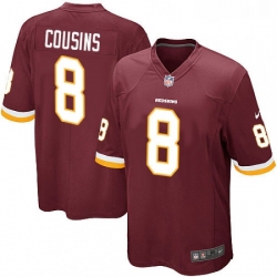 Mens Nike Washington Redskins 8 Kirk Cousins Game Burgundy Red Team Color NFL Jersey