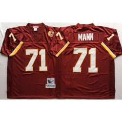 Mitchell And Ness Redskins #71 MANN Red Throwback Stitched NFL Jersey