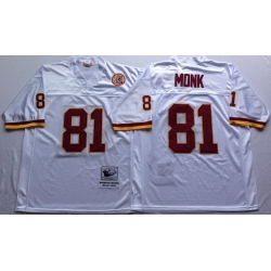 Mitchell And Ness Redskins #81 Art Monk white Throwback Stitched NFL Jersey