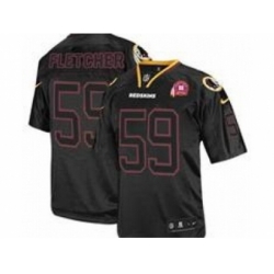 Nike Washington Redskins 59 London Fletcher Black Elite 80TH Patch Lights Out NFL Jersey