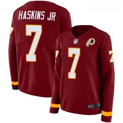 Redskins #7 Dwayne Haskins Jr Burgundy Red Team Color Women Stitched Football Limited Therma Long Sleeve Jersey