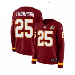 Womens Nike Washington Redskins 25 Chris Thompson Limited Burgundy Therma Long Sleeve NFL Jersey