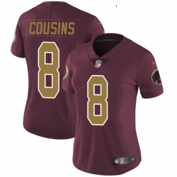 Womens Nike Washington Redskins 8 Kirk Cousins Elite Burgundy RedGold Number Alternate 80TH Anniversary NFL Jersey