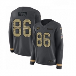 Womens Nike Washington Redskins 86 Jordan Reed Limited Black Salute to Service Therma Long Sleeve NFL Jersey