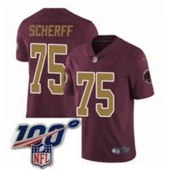 Youth Nike Washington Redskins 75 Brandon Scherff Burgundy RedGold Number Alternate 80TH Anniversary Vapor Untouchable Limited Stitched 100th anniversary N