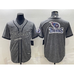 Men Tennessee Titans Grey Team Big Logo With Patch Cool Base Stitched Baseball Jersey