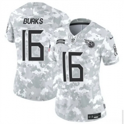 Women Tennessee Titans 16 Treylon Burks 2024 F U S E Arctic Camo Salute To Service Limited Stitched Football Jersey