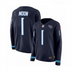 Womens Nike Tennessee Titans 1 Warren Moon Limited Navy Blue Therma Long Sleeve NFL Jersey