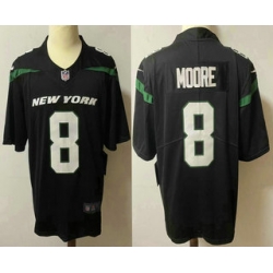 Men New York Jets 8 Elijah Moore Black 2021 Vapor Untouchable Stitched NFL Nike Limited Jersey