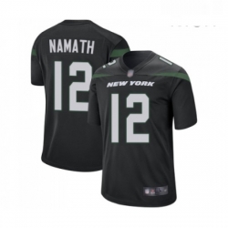 Mens New York Jets 12 Joe Namath Game Black Alternate Football Jersey