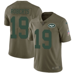 Nike Jets 19 Andre Roberts Olive Mens Stitched NFL Limited 2017 Salute to Service Jersey