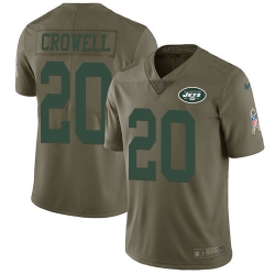 Nike Jets #20 Isaiah Crowell Olive Men Stitched NFL Limited 2017 Salute to Service Jersey