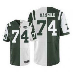 Nike Jets #74 Nick Mangold Green White Mens Stitched NFL Elite Split Jersey