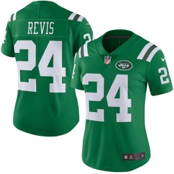 Nike Jets #24 Darrelle Revis Green Womens Stitched NFL Limited Rush Jersey