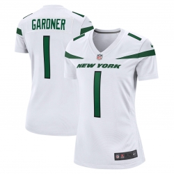 Women New York Jets Sauce Gardner #1 White Vapor Untouchable Limited Jersey