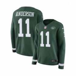 Womens Nike New York Jets 11 Robby Anderson Limited Green Therma Long Sleeve NFL Jersey