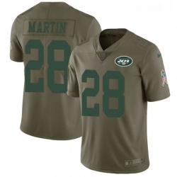 Youth Nike New York Jets 28 Curtis Martin Limited Olive 2017 Salute to Service NFL Jersey