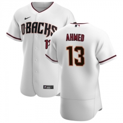 Men Arizona Diamondbacks 13 Nick Ahmed Men Nike White Crimson Flex Base Home Team MLB Jersey