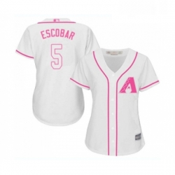 Womens Arizona Diamondbacks 5 Eduardo Escobar Replica White Fashion Baseball Jersey 