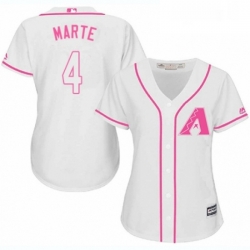 Womens Majestic Arizona Diamondbacks 4 Ketel Marte Authentic White Fashion MLB Jersey 