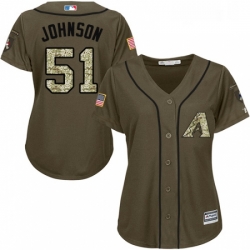 Womens Majestic Arizona Diamondbacks 51 Randy Johnson Replica Green Salute to Service MLB Jersey