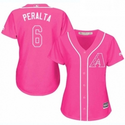 Womens Majestic Arizona Diamondbacks 6 David Peralta Authentic Pink Fashion MLB Jersey 