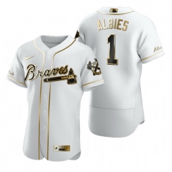 Atlanta Braves 1 Ozzie Albies White Nike Mens Authentic Golden Edition MLB Jersey