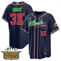 MEN 27S ATLANTA BRAVES OUTKAST 3K Andr E9 Navy COOL BASE JERSEY  ALL STITCHED